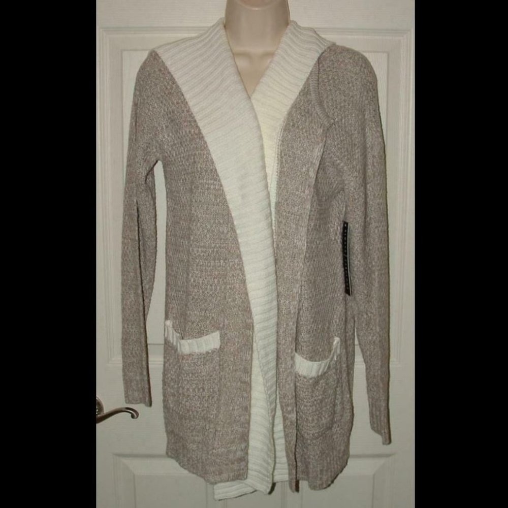 NEW Sz Small Casual Wear Hooded Roomy Lightweight Open Sweater Front Pockets - Picture 1 of 3